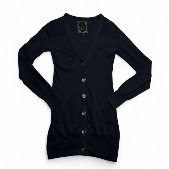 Guess Los Angeles Vintage Black Cardigan Fitted Slimming Button Down Size XS - Picture 7 of 7